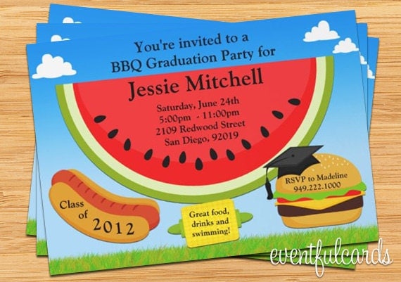 Class of 2013 Graduation BBQ Party Invitation - Print at Home or E-card Il_570xn