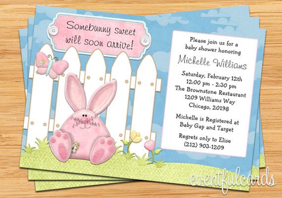 Bunny Baby Shower Invitation - Boy or Girl - Printable Il_570xn