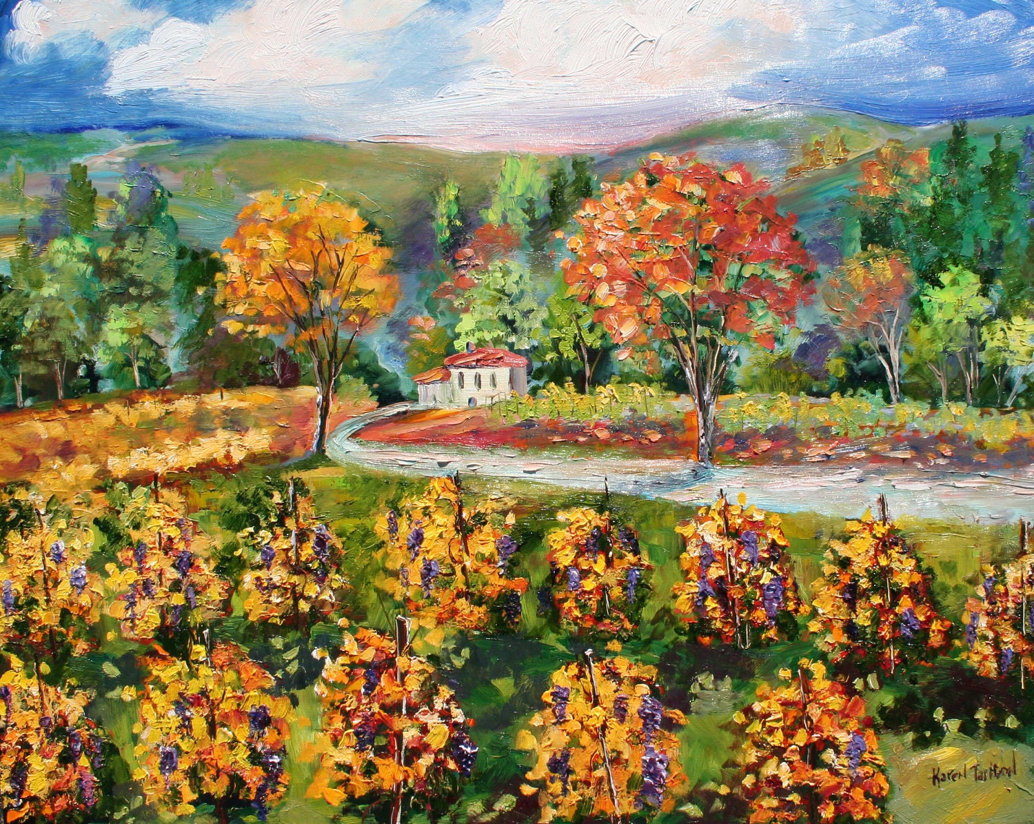 Napa Valley Vineyard 24" x 30" Gallery Quality Giclee Print on Museum Archival canvas of Original painting by Karen Tarlton fine art
