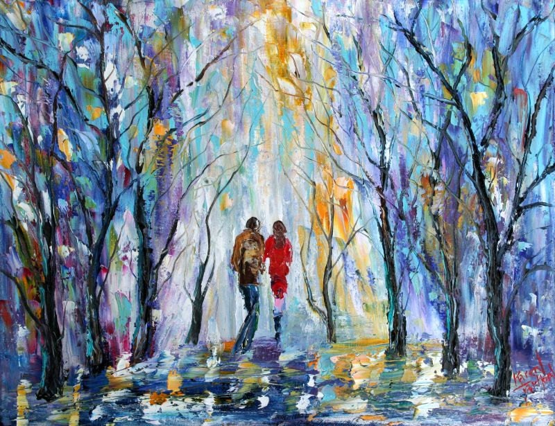 Custom Original Oil Painting Commission - Romance Landscape - impressionistic fine art by Karen Tarlton