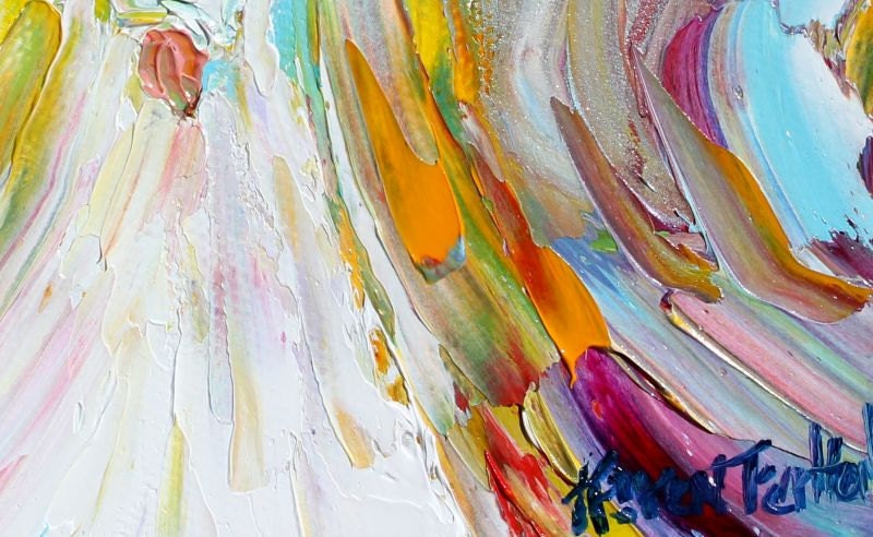 Original oil ANGEL PALETTE KNiFE painting modern impressionism impasto fine art by Karen Tarlton