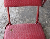 Vintage folding boat or stadium seat red vinyl and metal frame