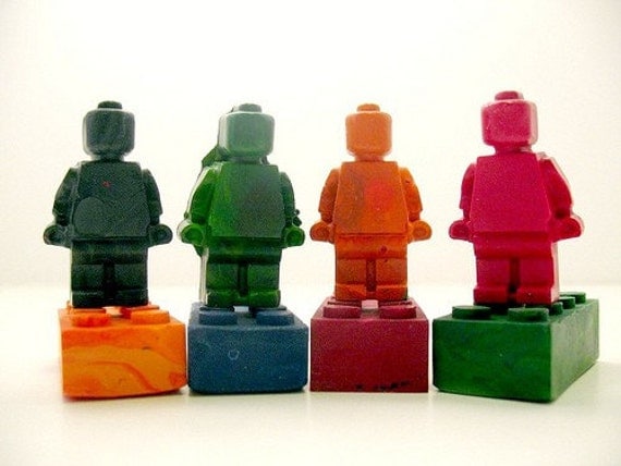 Recycled Crayon Legos and Men Set of 8