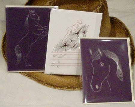 Horses - Hand Embroidered 3 card set