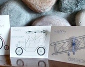 Vintage Birthday  3 Card Set - Hand Embroidered