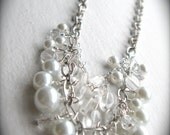 Bridal Necklace - Crystal and Pearl - Antique Silver or Gold - Lavish - Design your own