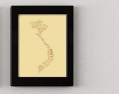 Vietnam Typography Map Art Print - 13 x 19" // additional sizes available