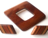 Vintage Wooden Brooch and Earring Set