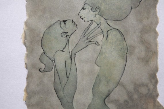 Comparison II - 2D mixed media female figure