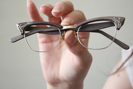 1950s Vintage Cat-Eye Glasses Rhinestone