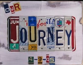 Our Journey - Funky Name Word Block Personalized with your Child's Name - Last Name - Wedding - Recycled Art Company - Vintage License Plate Sign Art