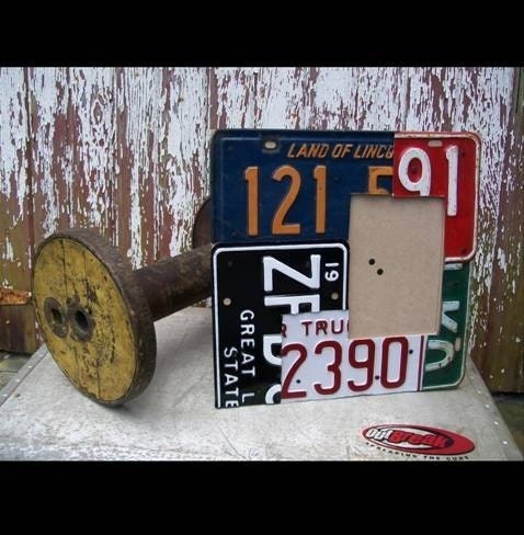Funky Sandy Feet Word Block - Custom Words Available - Recycled Vintage License Plate Sign Art - Salvaged Wood - Upcycled Artwork