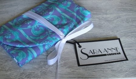 Purple and Blue Fabric Travel Jewelry Clutch