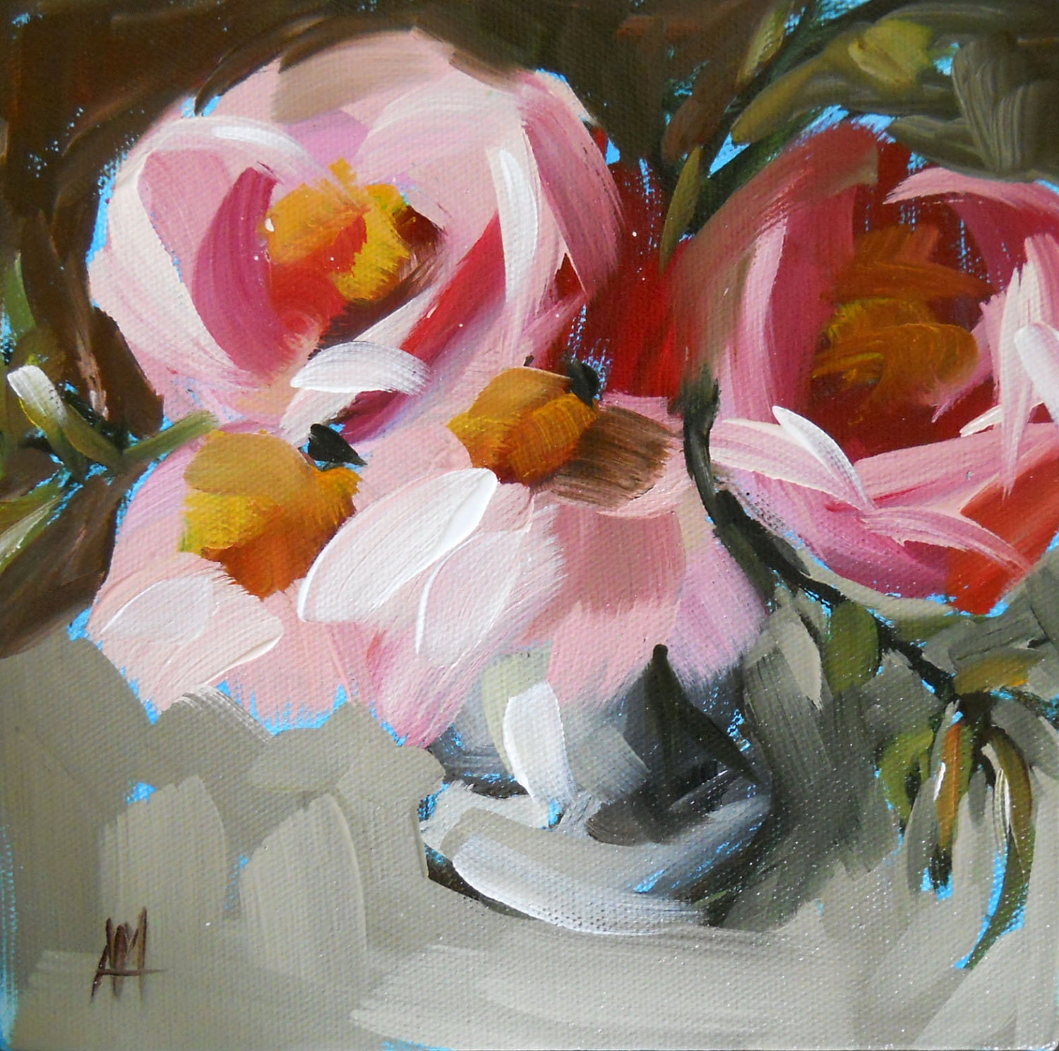 peonies for the table open edition print by moulton 8 x 8 inch