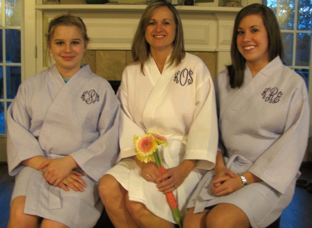 Monogrammed Waffle Weave Knee Length Robe