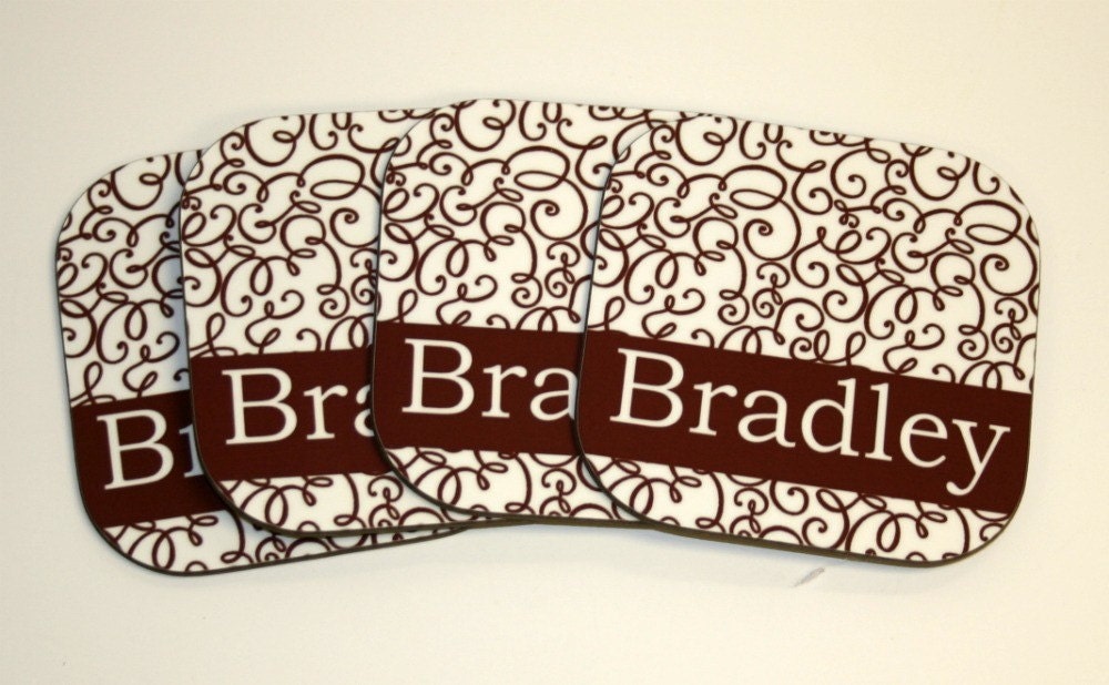 Custom Monogrammed Hard Top Coasters set of 4