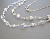 Double strand pearl and crystal bridal necklace