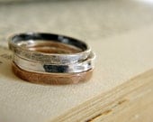 Silver & Copper Hammered Stacking Rings - Set of 3