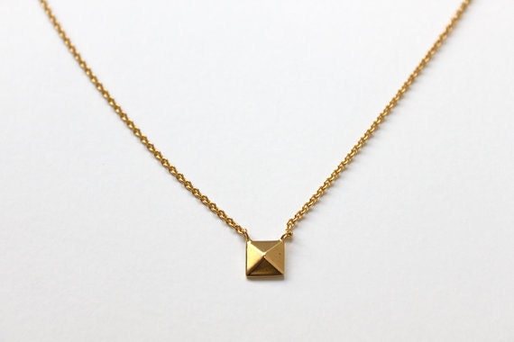 Pyramid Stud Necklace (14K gold plate)