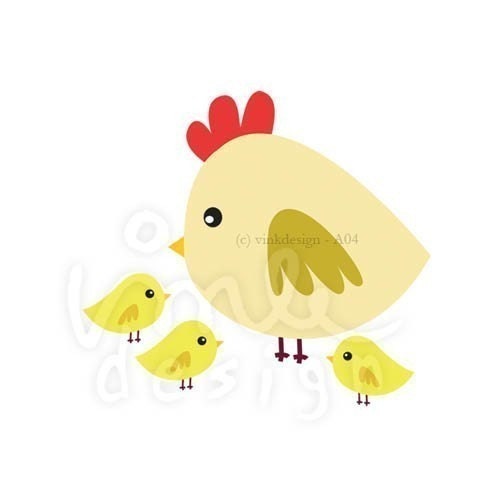 Cute Chickens - Clip Art A04