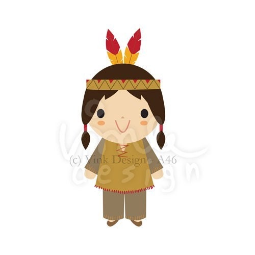 Digital Clip Art A46 - Native American Indian Boy