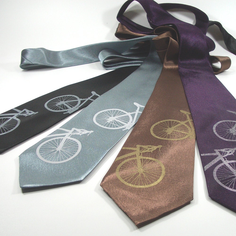 Mens Neck Tie - Bicycle - Silk necktie in four tie color choices