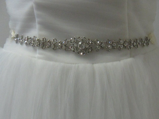 Bridal belt sash ribbon, rhinestone bridal sashes, jeweled bridal belts, rhinestone wedding dress sashes, IVORY SASH