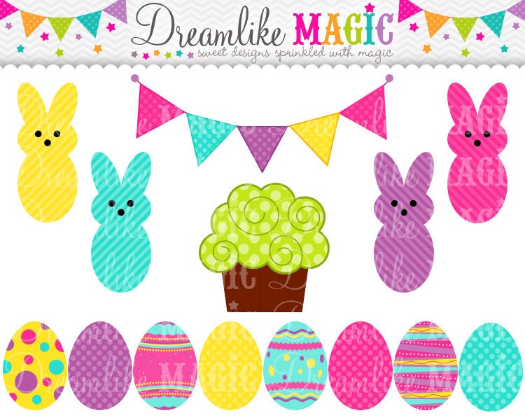 Sweet Peep and Easter Eggs- Clipart for Personal or Commercial Use Il_570xn