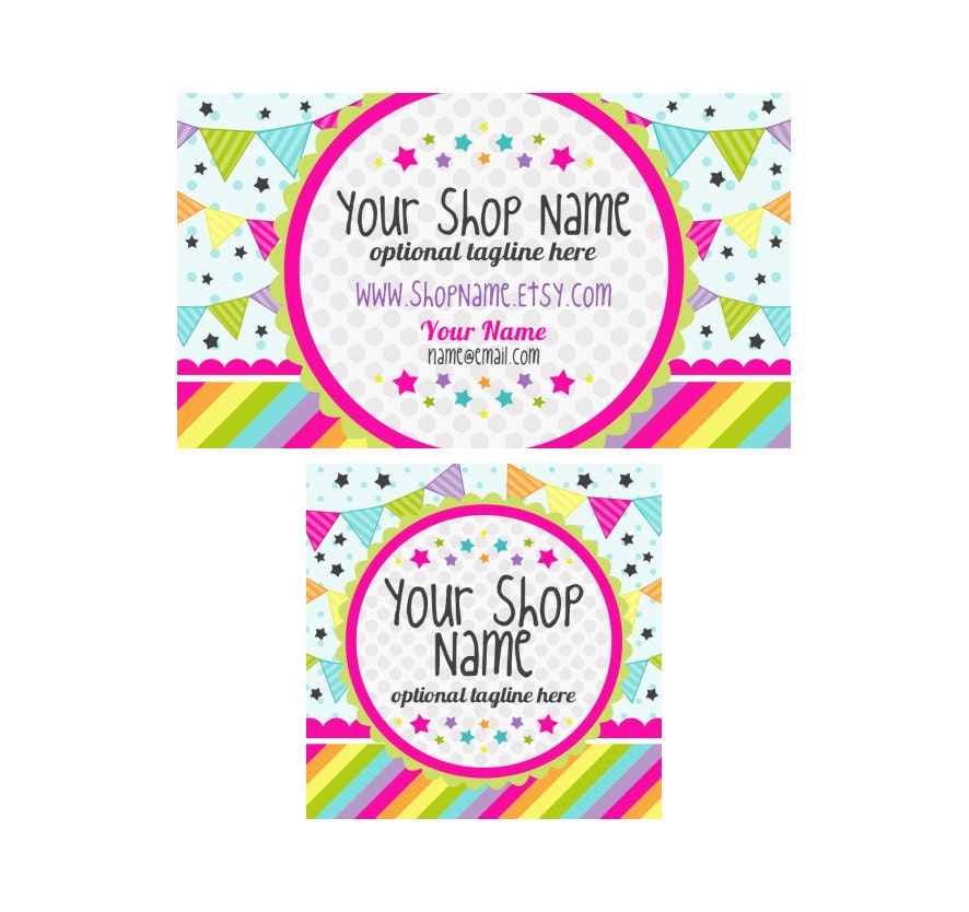 Candy Stripes with Star Confetti- Premade Etsy Set