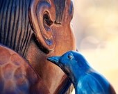 A Little Birdie Told Me 8x10 - St Francis Photograph - New Mexico Photo - Southwestern Art Print - Bird Art