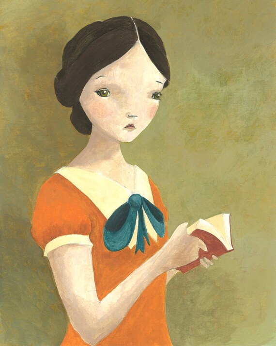 Portrait of a Girl Reading a Book No. 2 8x10 Print