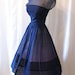 Gorgeous 1950's sheer midnight blue cotton voile and lace new look dress by R & K originals rockabilly classic pin up girl - size Medium