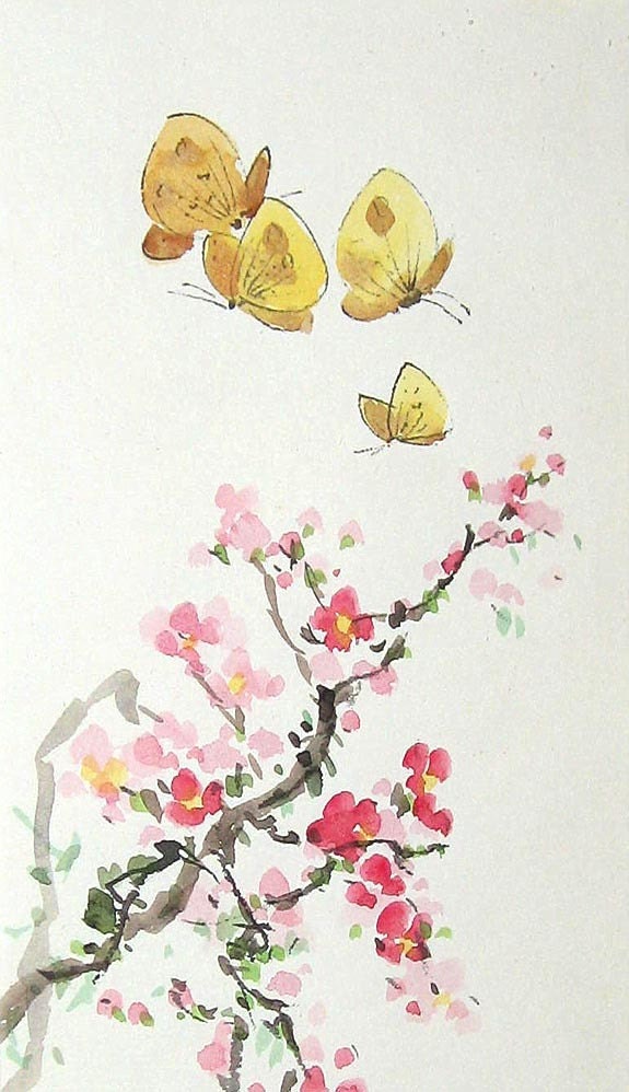 Original Korean Watercolor Vintage Framed