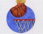 Basketball and Hoop Needlepoint Ornament - Jody Designs     B136