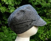 Reversible Baby Hat, Grey Army Style, Hemp / Organic Cotton