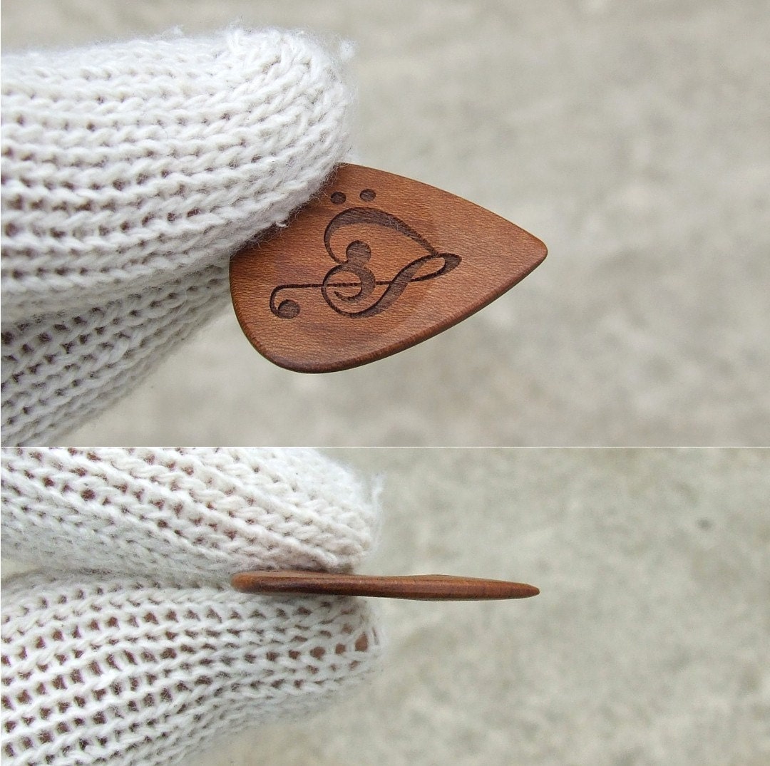 California Apricot Wood Handmade Premium Guitar Pick - Precision Laser Engraved