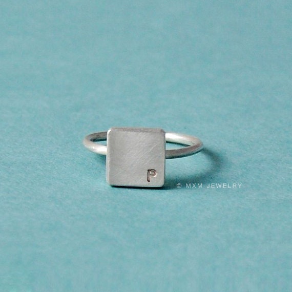 Square Block Ring with 1Letter/Number