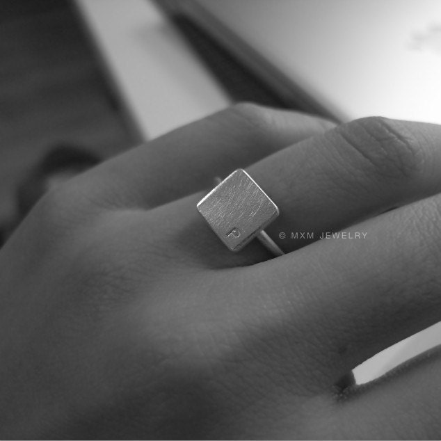 Square Block Ring with 1Letter/Number