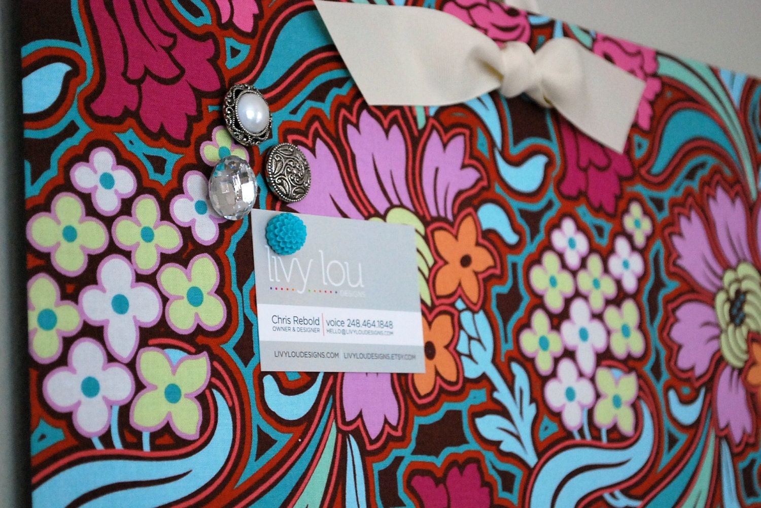 Fabric Covered Magnet Board (18" x 12") Disco Floral