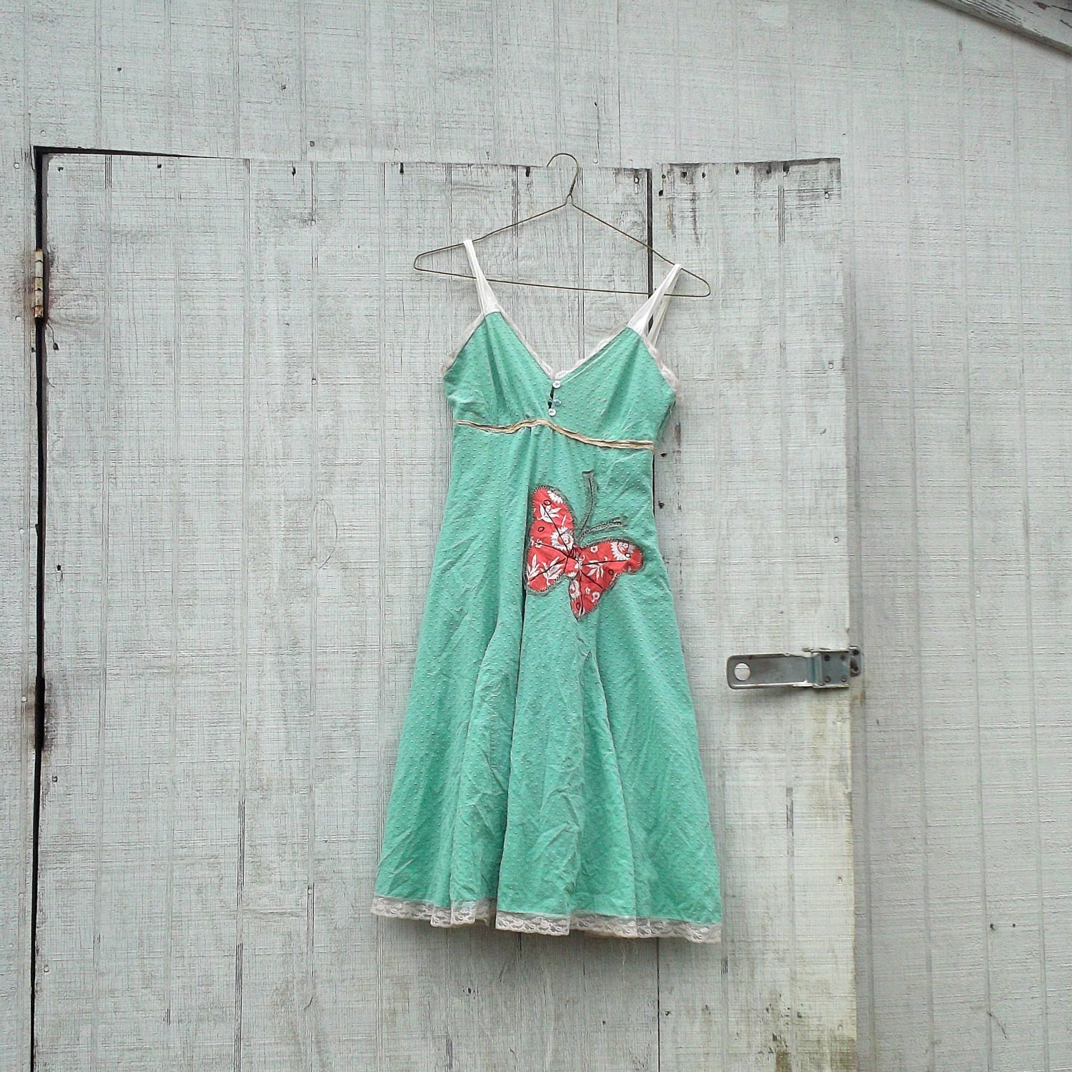 RESERVED - Spring Dress / A Vintage Butterfly Collection - 17 - Long Tattered Dress by CreoleSha