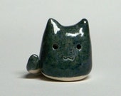 Grey ceramic cat - ooak tiny cute ceramic kitty sculpture with gray glaze