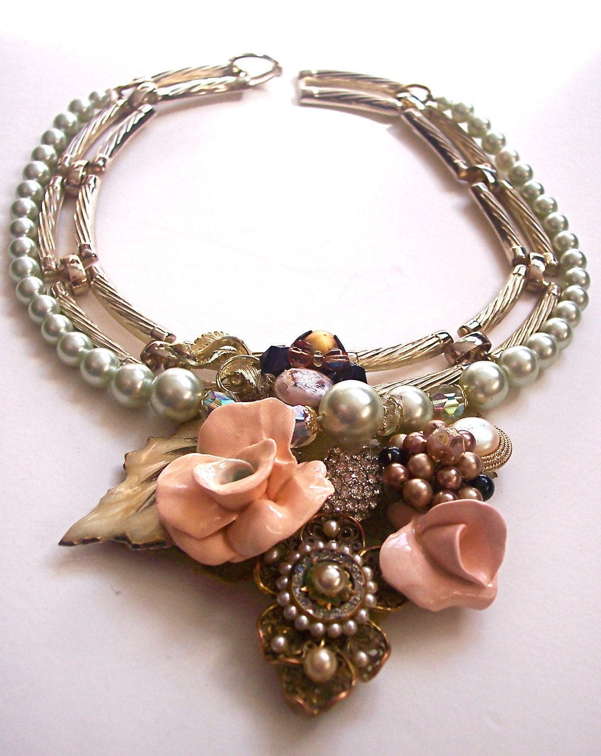Take Me Back Silver and Gold Recycled Vintage Necklace