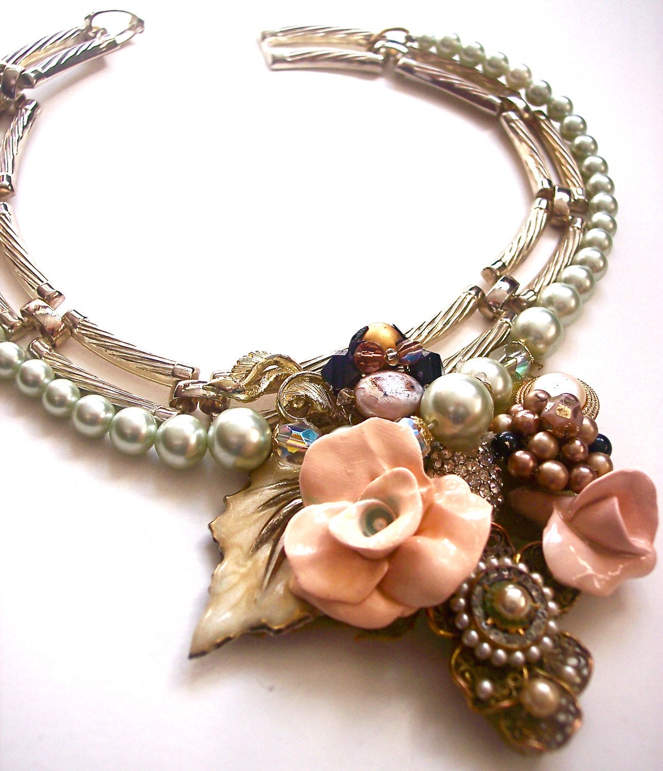 Take Me Back Silver and Gold Recycled Vintage Necklace