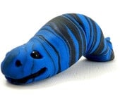Slurge - the Tiger Slug , polymer clay creature - blue black stripes