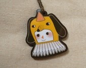 Dog with Ruff - Acrylic Charm Necklace