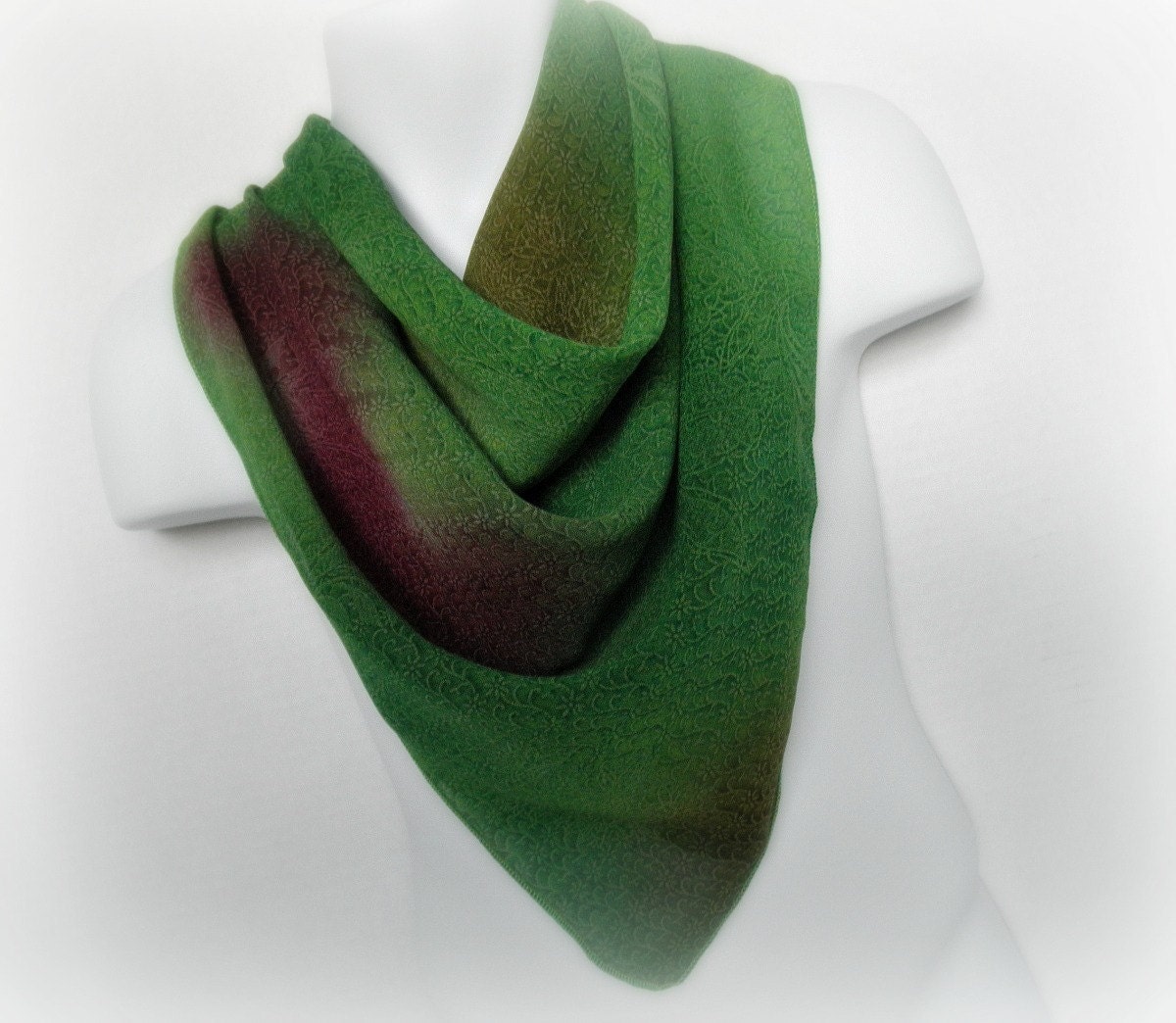 Fashion Scarf Green Batik Small Floral Print