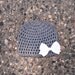 Crocheted Baby Beanie, Removable Bow, Photo Prop, Newborn