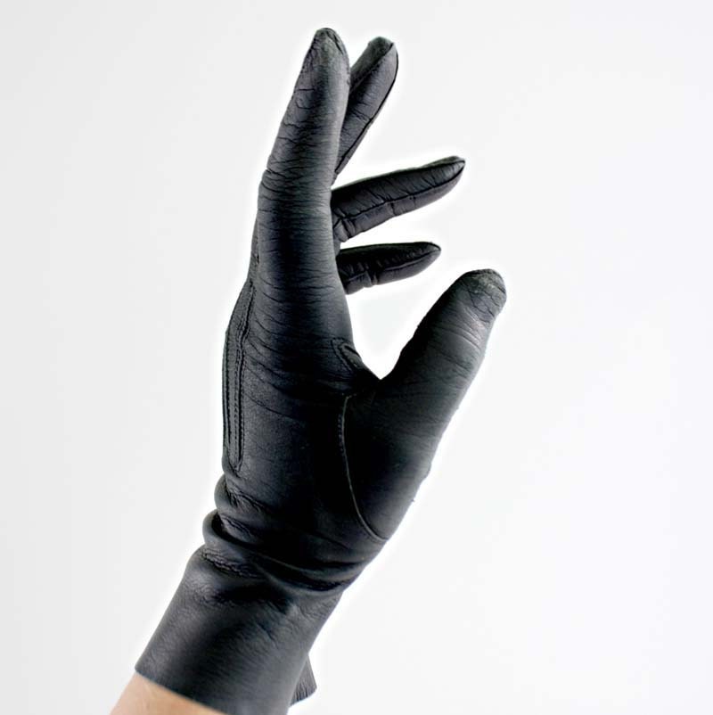 Vintage Gloves Ladies Leather 70's or later Classic Navy Soft Kidskin Italian