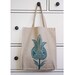 Block Printed Linen Bag with Turquoise motif