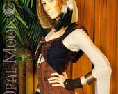 The Reversible Brown Velvet & Stripes Vest with Grommets (Sizes S or M)